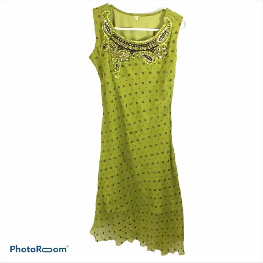 Ladies Asymmetrical Hem‎ Green Dress size 40/4